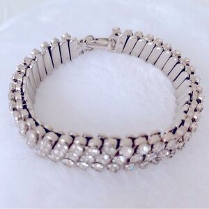 Estate Vintage Bracelet~Rhinestones, clip closure Unique Piece